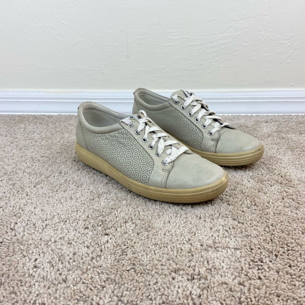 Ecco Soft 7 Lace-Up Leather Golf Sneakers - Gray